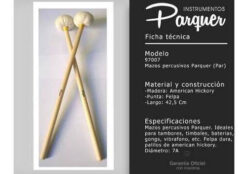 Palillos / Mazos Percusivo Par Parquer Fieltro Palillos American Hickory